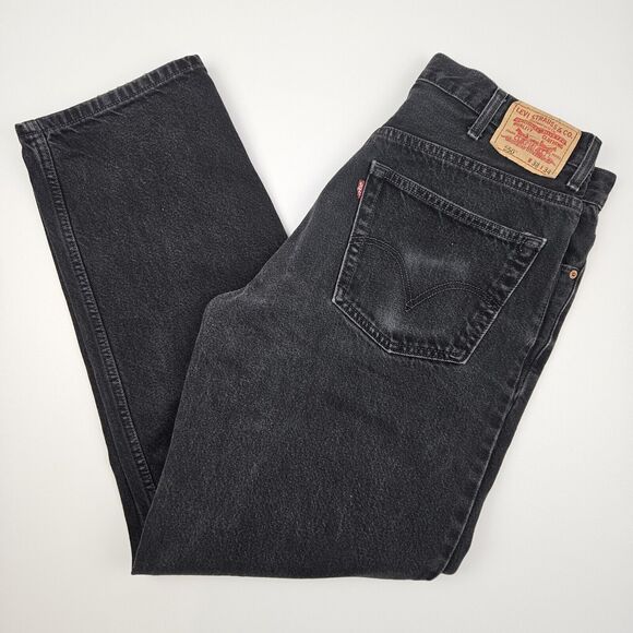 Vintage Levi's 550 Jeans Men's 38x34 Black Regular Straight Leg Y2K Denim 2000's - Picture 1 of 12